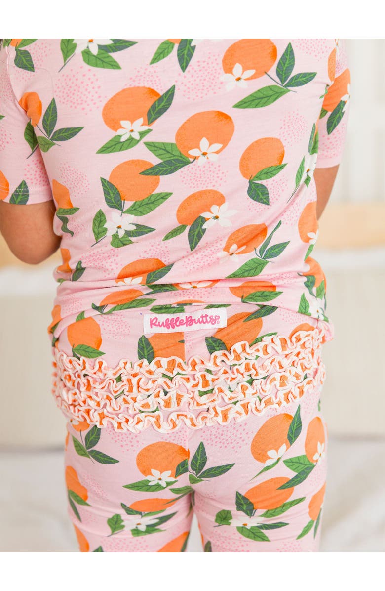 RuffleButts SoftSnooze Ruffle Short Sleeve Pajama Set, Alternate, color, Orange You The Sweetest