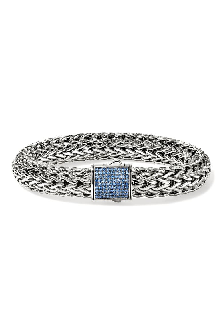 Icon Bracelet, Sterling Silver, Pavé, 10.5mm, Main, color, BLUE SAPPHIRE