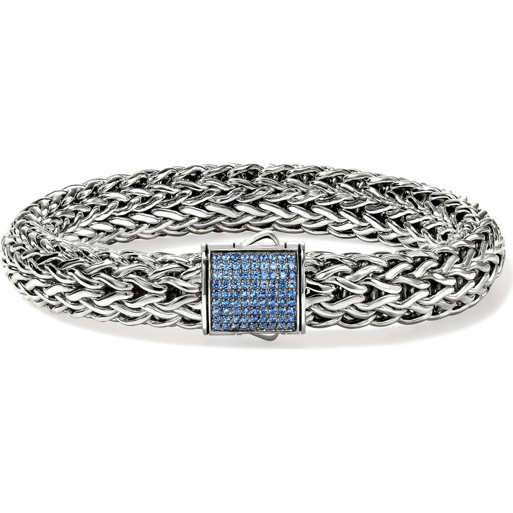 John Hardy Classic Chain 10.5mm Silver Bracelet & Sapphire Clasp Size Medium - Bbs94052bspxum In Metallic