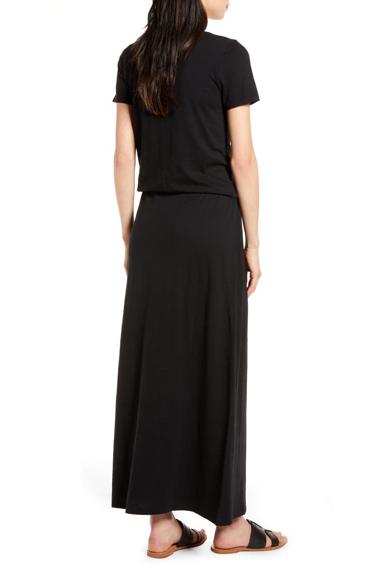Cotton Blend Maxi Dress, Alternate, color, BLACK