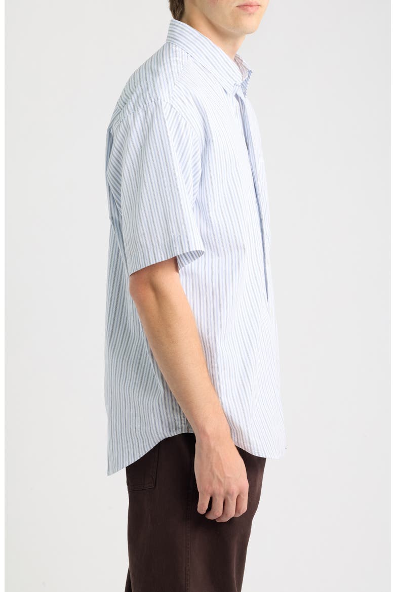 Keene Stripe Short Sleeve Cotton Poplin Button-Up Shirt, Alternate, color, KEENE STRIPE, WHITE