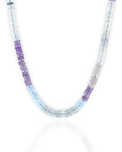 Faceted Gemstone Necklace - Clear Quartz, Amethyst, Topaz, Beryl, Rose Quartz
