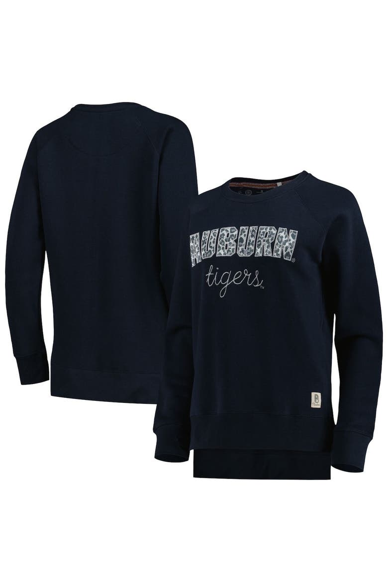 Women's Pressbox Navy Auburn Tigers Steamboat Animal Print Raglan Pullover Sweatshirt, Main, color, Navy