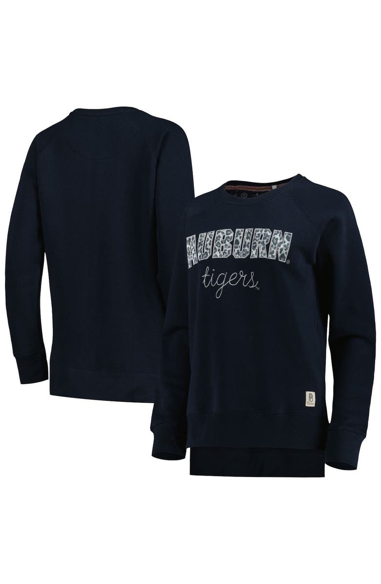 PRESSBOX Women's Pressbox Navy Auburn Tigers Steamboat Animal Print Raglan Pullover Sweatshirt, Main, color, Navy