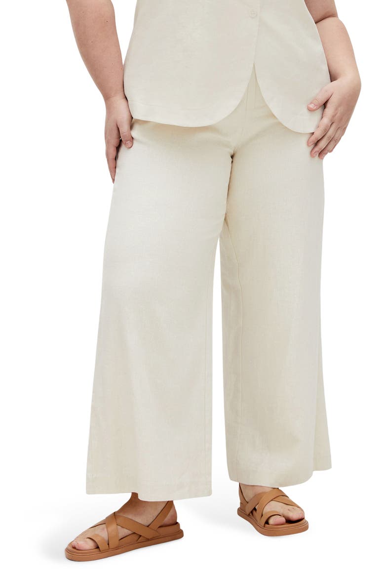 Viven Linen Blend Wide Leg Pants, Main, color, CREAM