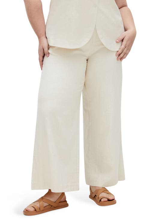 Viven Linen Blend Wide Leg Pants (Plus)