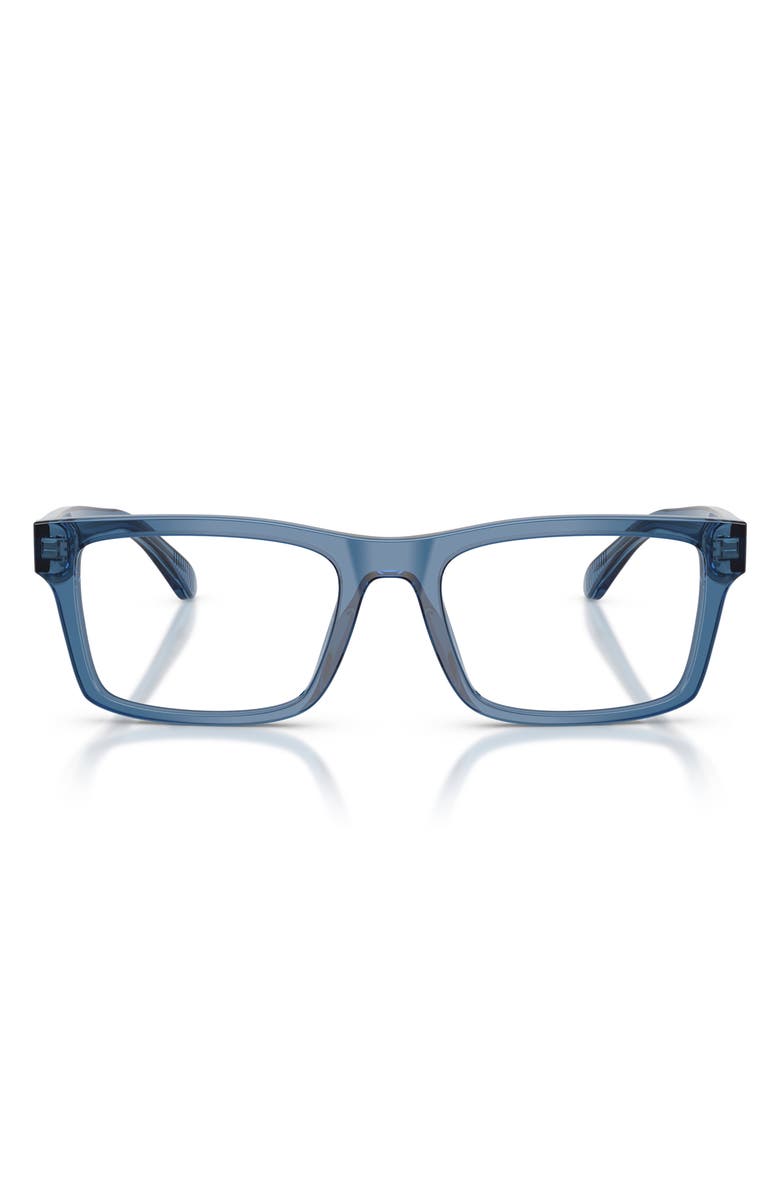 Emporio Armani 57mm Rectangle Optical Glasses, Main, color, Shiny Blue / Demo Lens