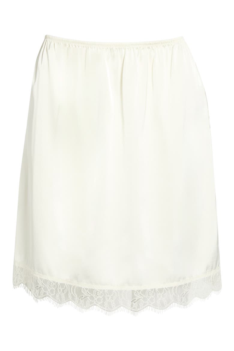 Scalloped Lace Trim Satin Slip Skirt, Alternate, color, IVORY EGRET