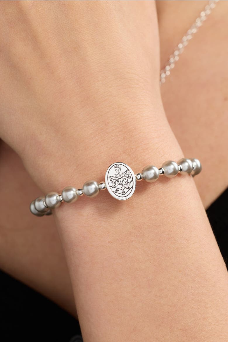 The Twilight Saga Cullen Crest Beaded Charm Bangle, Alternate, color, Silver