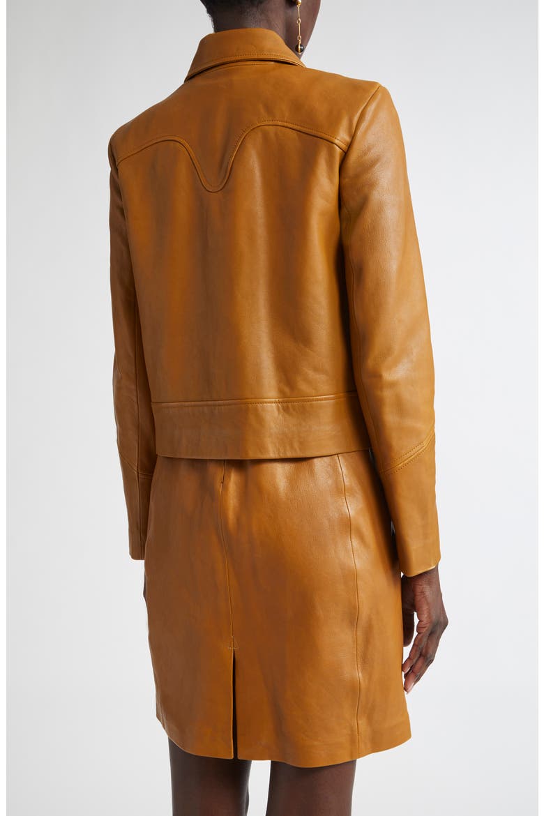 Kristen Washed Leather Crop Jacket, Alternate, color, CINA CINNAMON