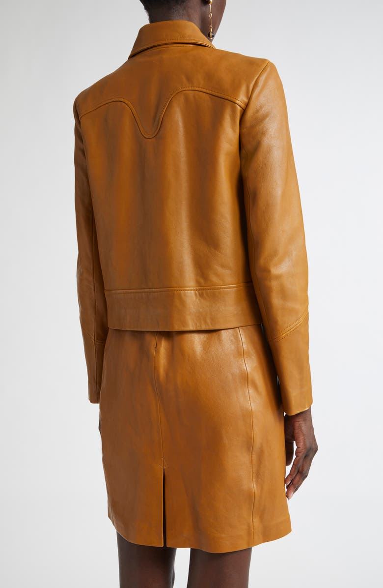 ST. JOHN Kristen Washed Leather Crop Jacket, Alternate, color, Cinnamon