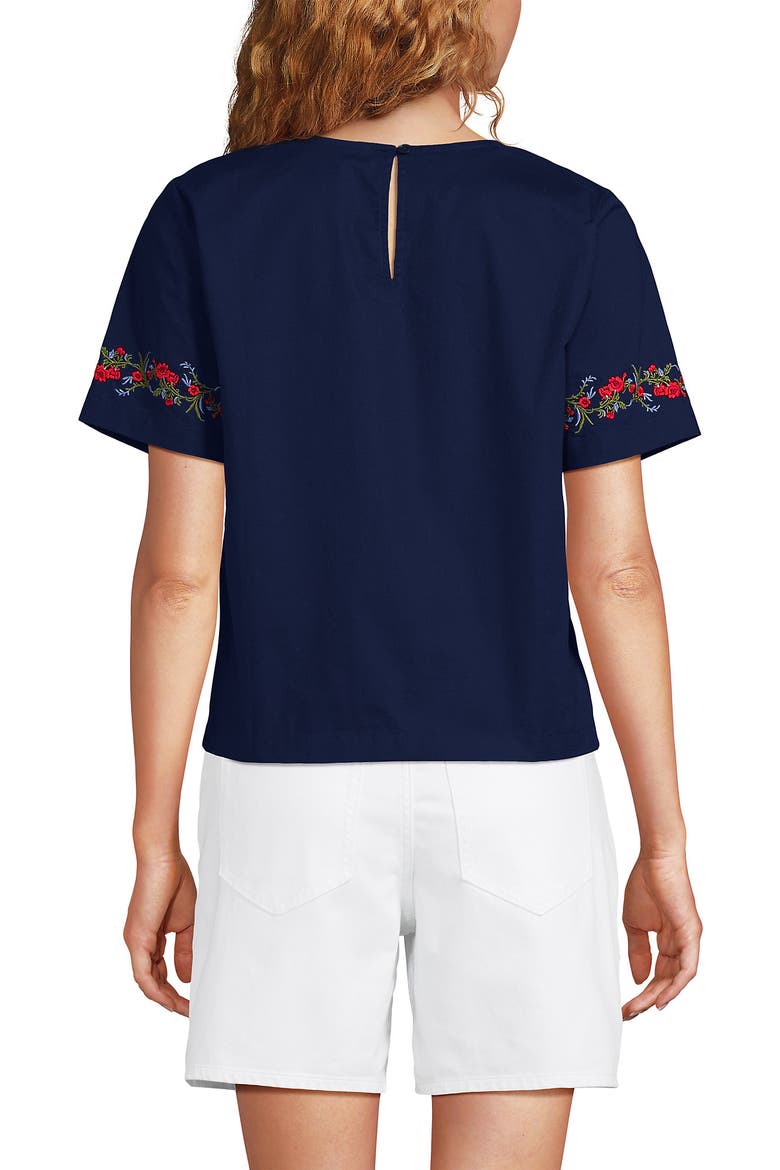 Poplin Eyelet Back Tie Shirt, Alternate, color, Cherry Border/Deep Sea Navy