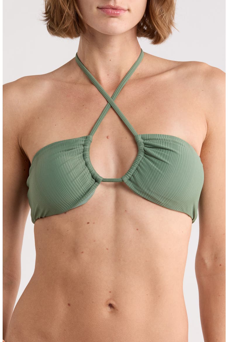 Amalfi Halter Bikini Top, Main, color, AVOCADO RIB