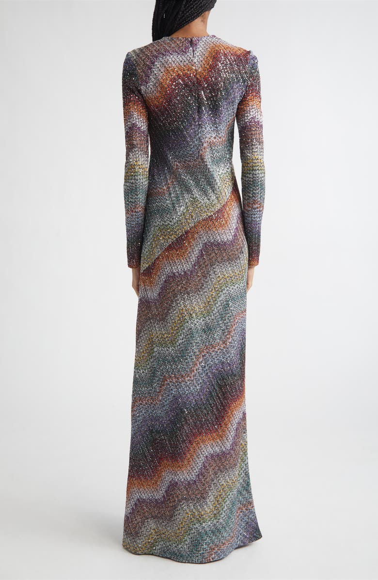 Missoni Greek Zigzag Sequin Lamé Long Sleeve Dress, Alternate, color, Multi Dark