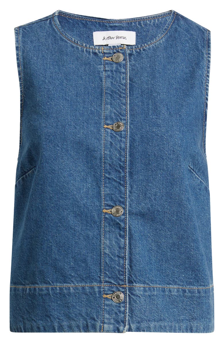 & Other Stories Denim Vest, Alternate, color, Blue Dusty Light