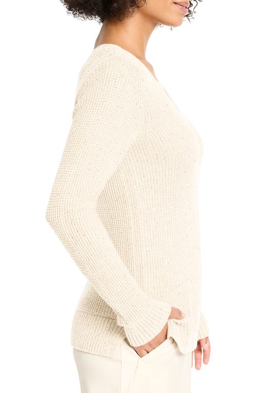 Nic + Zoe Nic+zoe Shimmer V-neck Waffle Stitch Sweater In Multi