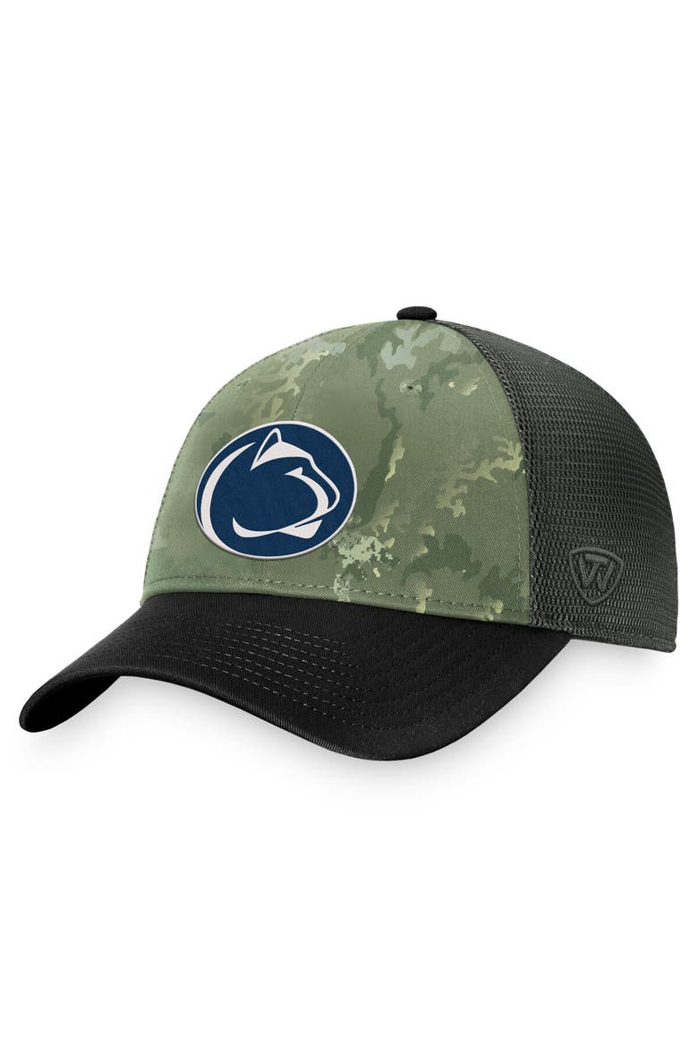 Men's Top of the World Hunter Green/Gray Penn State Nittany Lions OHT Military Appreciation Unit Trucker Adjustable Hat, Alternate, color, Hunter Green