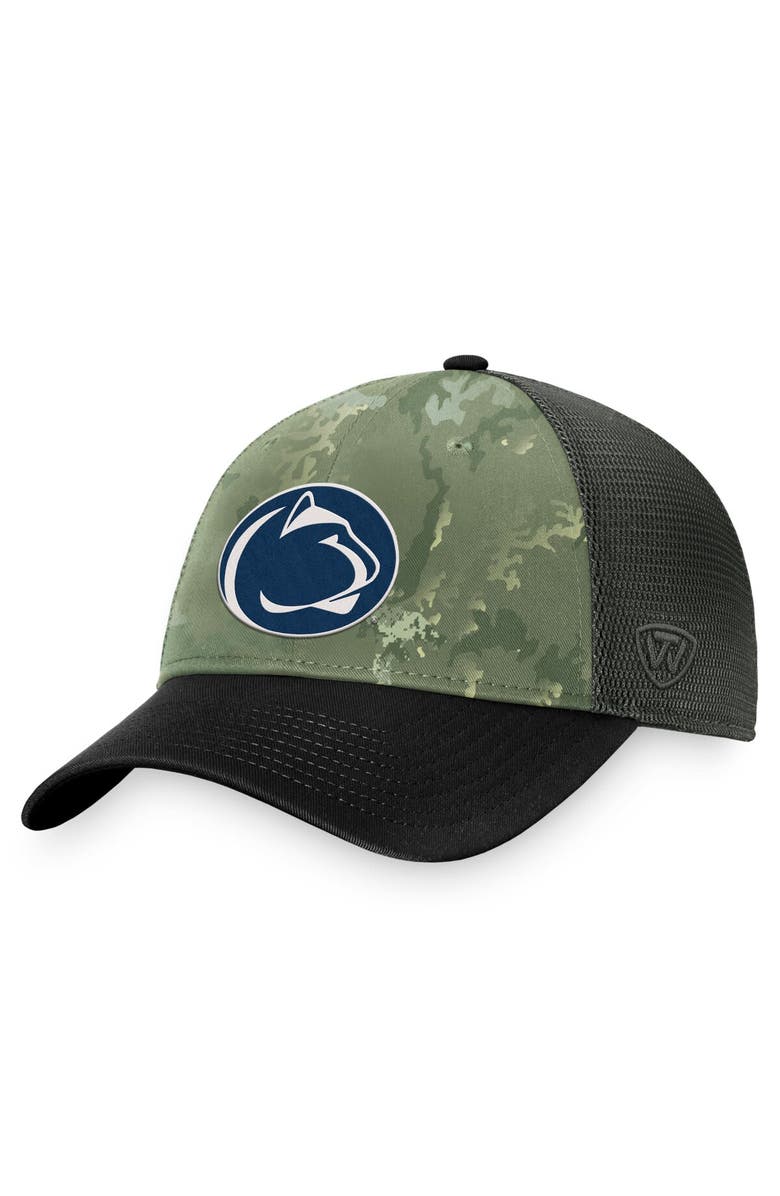 TOP OF THE WORLD Men's Top of the World Hunter Green/Gray Penn State Nittany Lions OHT Military Appreciation Unit Trucker Adjustable Hat, Alternate, color, 