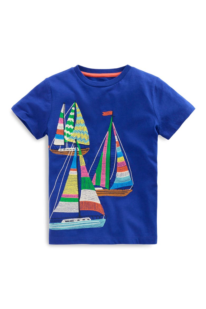 Kids' Sailboat Superstitch T-Shirt, Main, color, MAZARINE BLUE BOATS