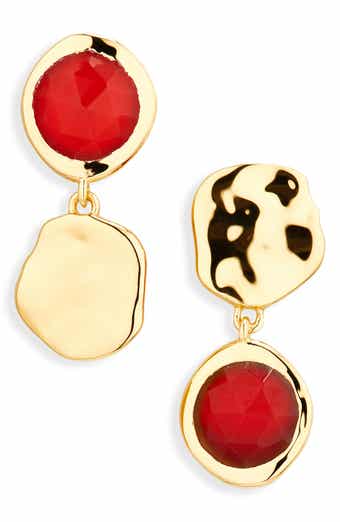Monica Vinader Lucky Red Onyx Asymmetric Drop Earrings