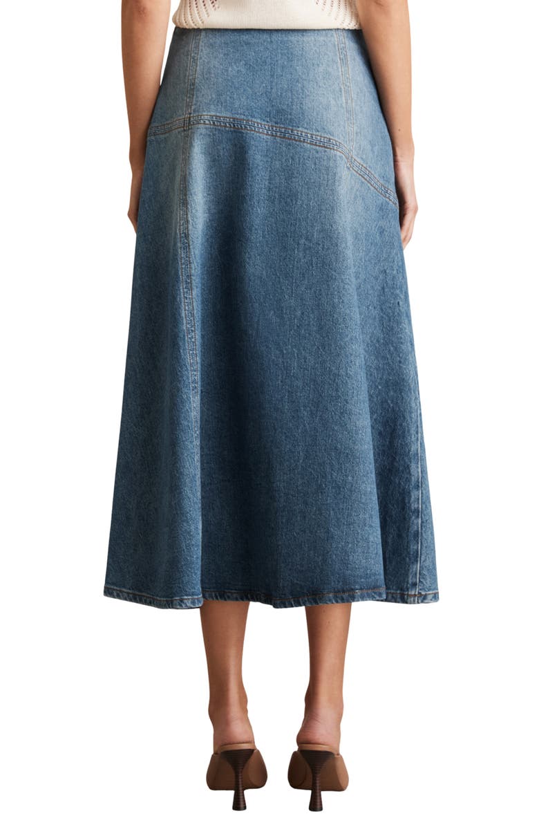 Reiss Fee Flare Midi Denim Skirt, Alternate, color, Indigo