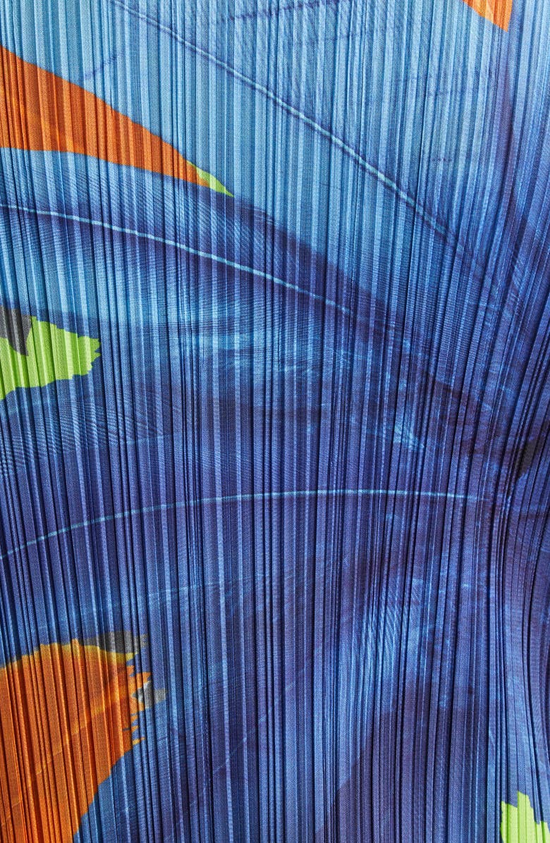 Pleats Please Issey Miyake Carnival Pleated Long Sleeve Midi Dress, Alternate, color, Gray