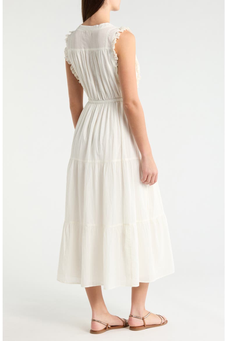 Lace Detail Tiered Cotton Midi Dress, Alternate, color, WHISPER WHITE