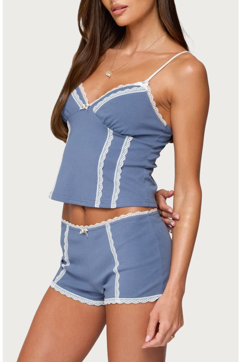 Eliane Contrast Lace Tank, Alternate, color, BLUE