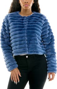 Nina Leonard Faux Fur Long Sleeve Bolero