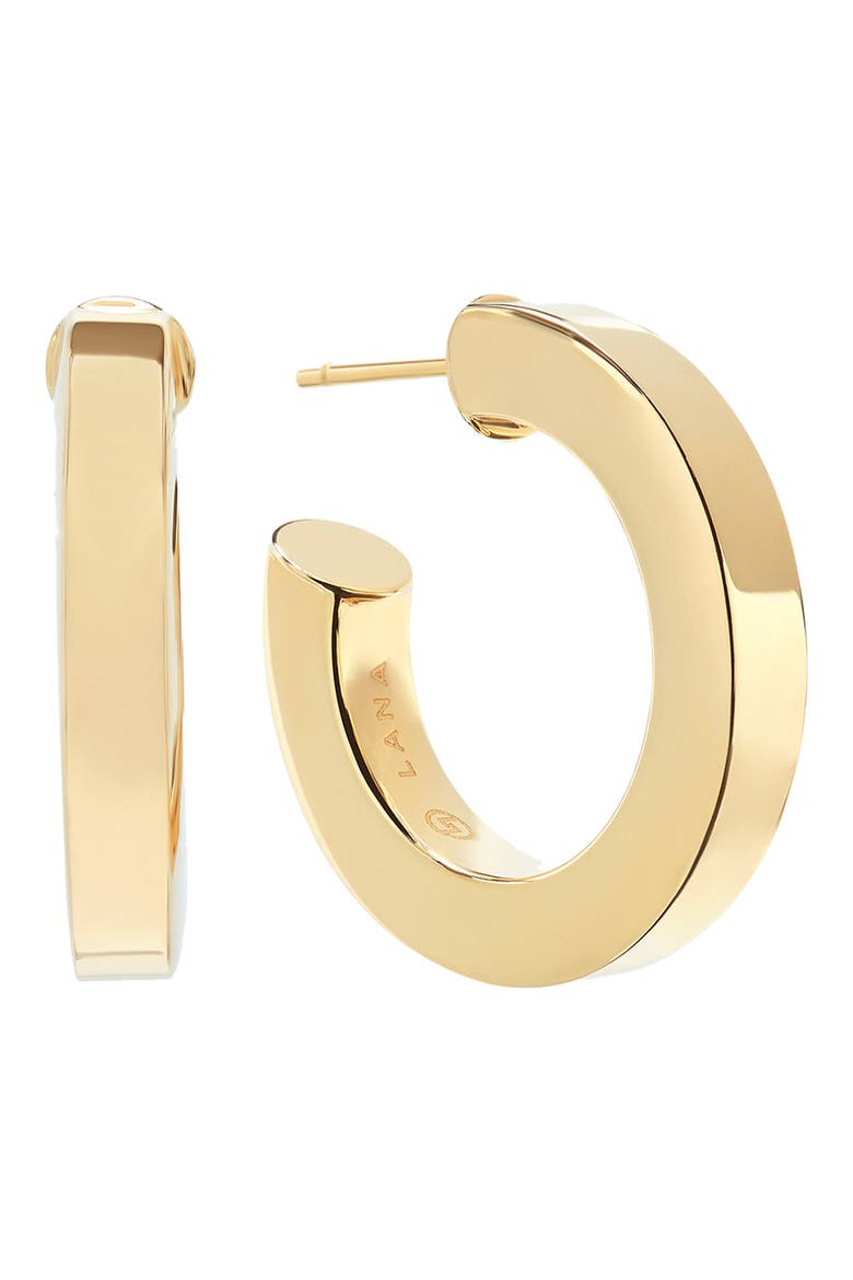 14K Gold Square Tube Hoop Earrings, Main, color, GOLD