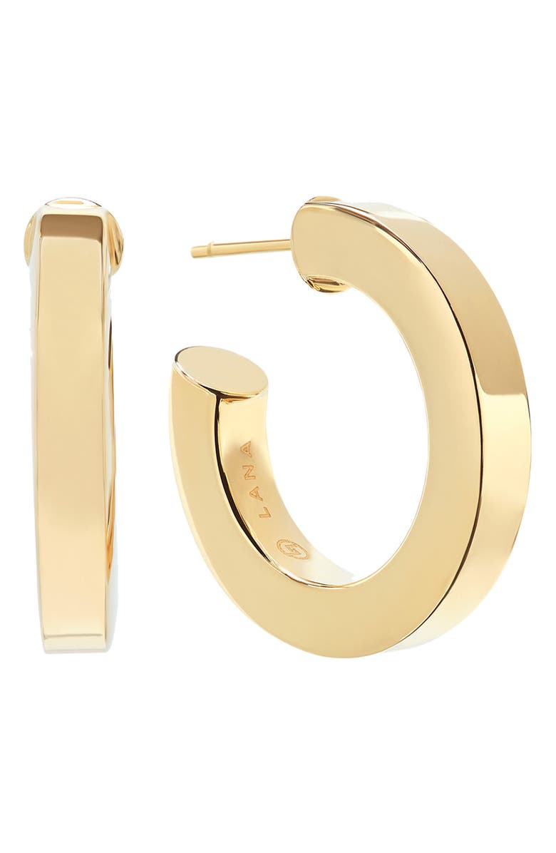 LANA 14K Gold Square Tube Hoop Earrings, Main, color, Gold