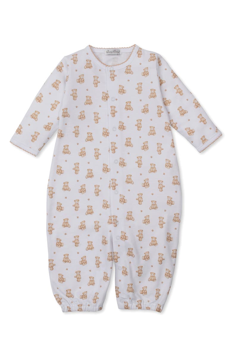 Kissy Kissy Teddy Bear Print Convertible Pima Cotton Gown, Main, color, 
