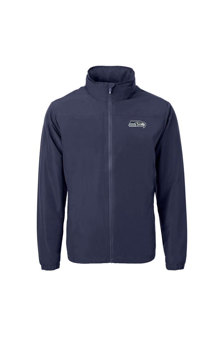 Cutter & Buck Men's Cutter & Buck Navy Seattle Seahawks Charter Eco Recycled Full-Zip Jacket, Alternate, color,
