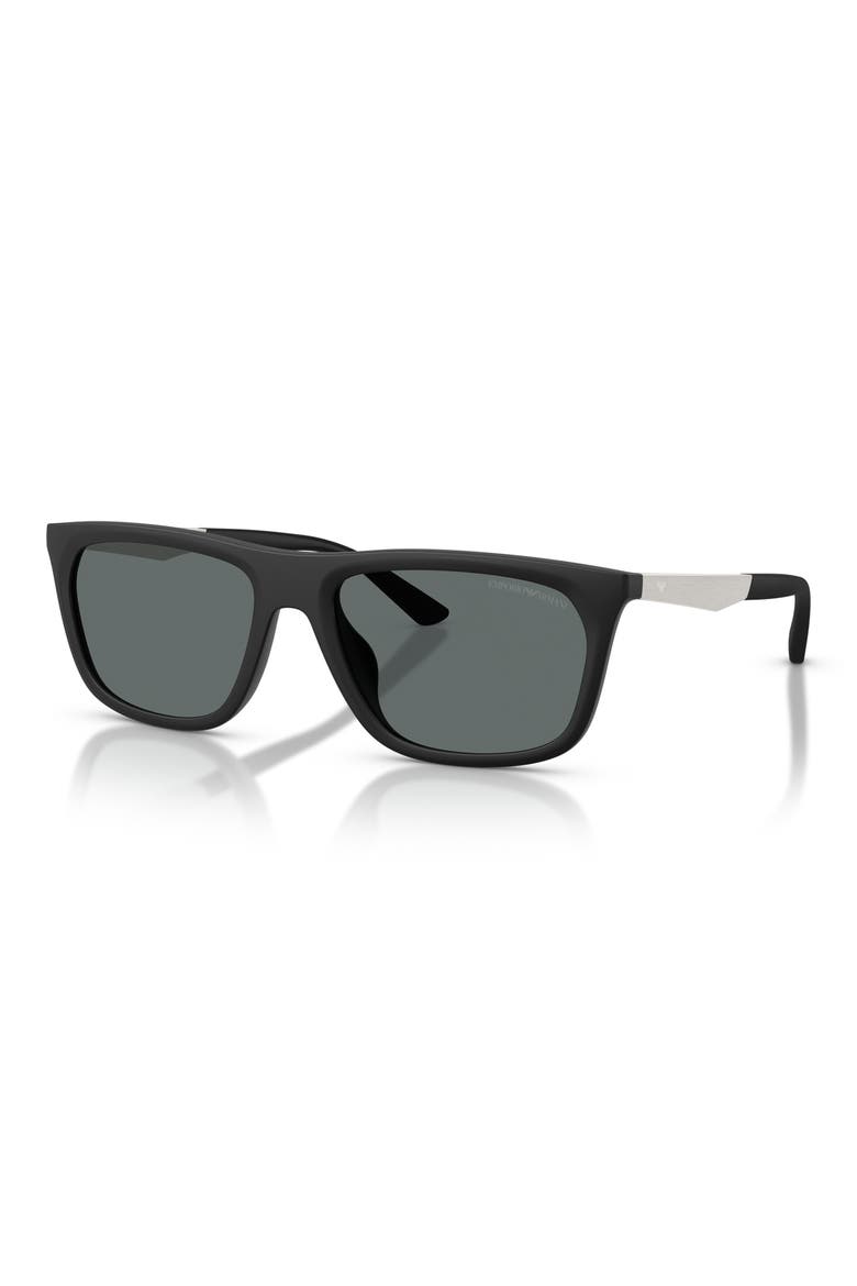 57mm Polarized Pillow Sunglasses, Alternate, color, MATTE BLACK / DARK GREY POLAR