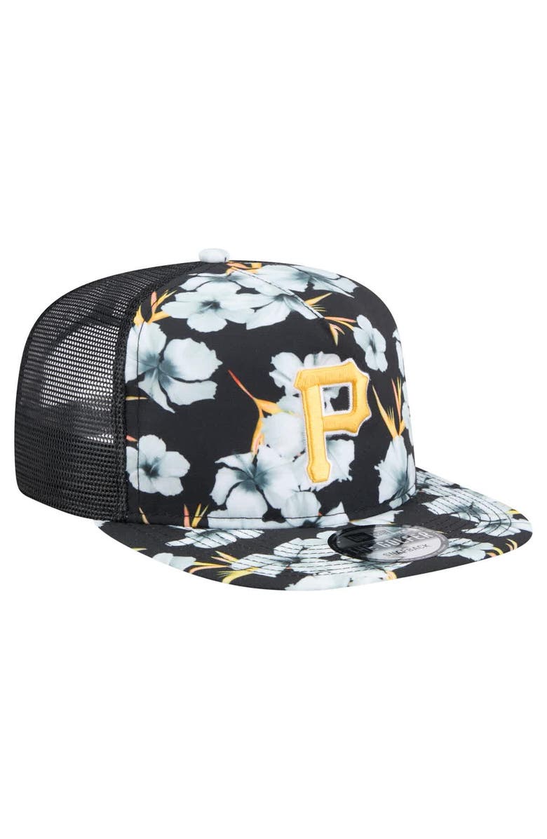New Era Men's New Era Black Pittsburgh Pirates Adventure Pattern Golfer Trucker Snapback Hat, Alternate, color, Black