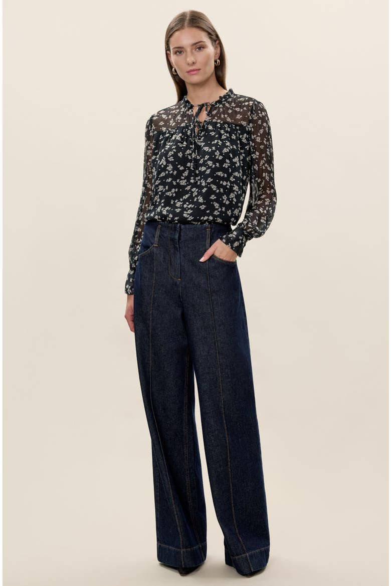 Ditsy Floral Blouse, Alternate, color, Black Multi
