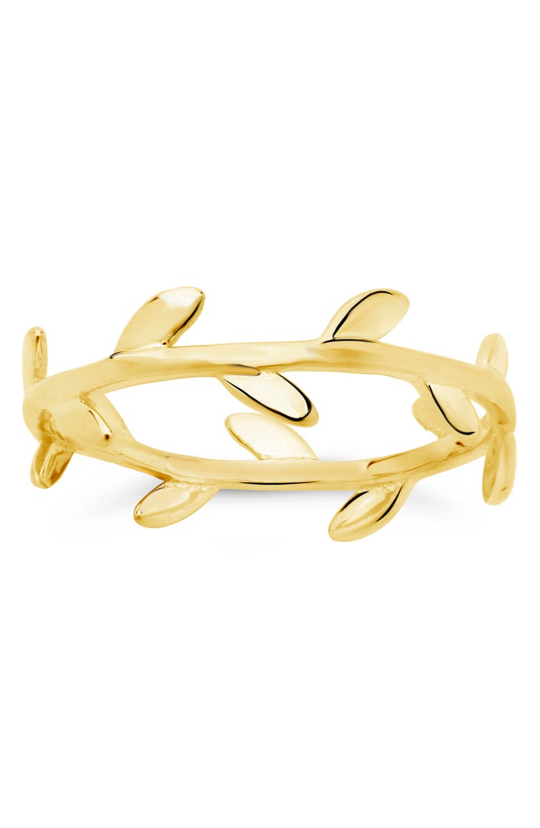 Sterling Forever Liana Leaf Band Ring, Alternate, color, Gold