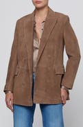 L'AGENCE Aimee Relaxed Fit Double Breasted Suede Blazer