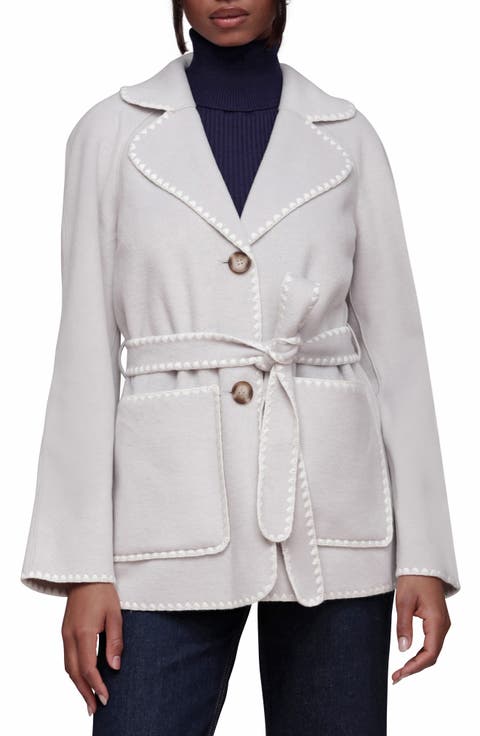 Contrast Stitch Belted Coat