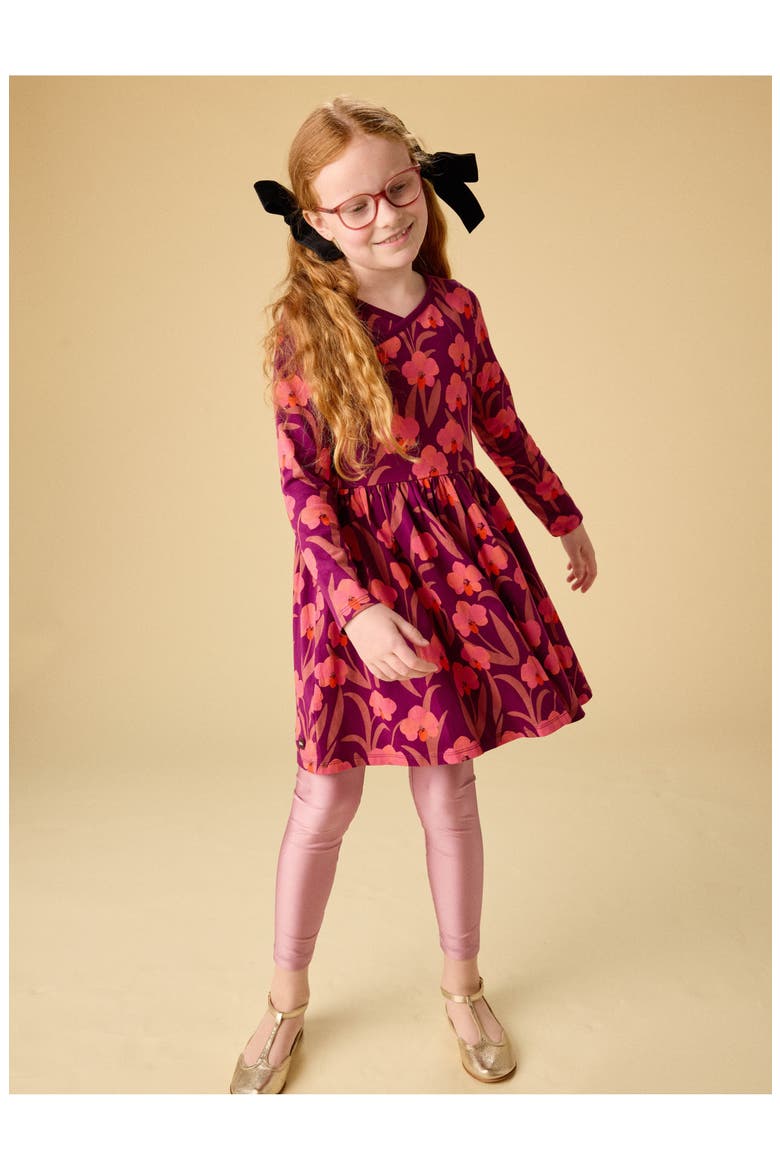 Long Sleeve Wrap Neck Dress, Alternate, color, Jeju Island Orchid