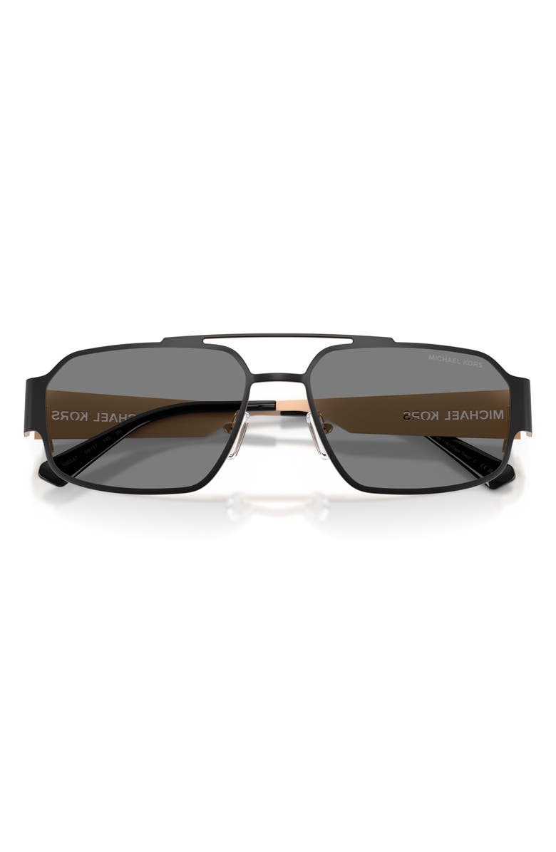 Michael Kors Cape Town 58mm Rectangular Sunglasses, Alternate, color, Black Matte / Dark Grey Mono