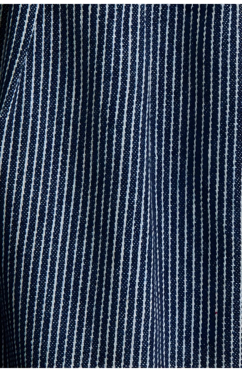 Knit and Lounge Ruffle Strap Denim Romper with Relaxed A-Line Silhouette, Alternate, color, 