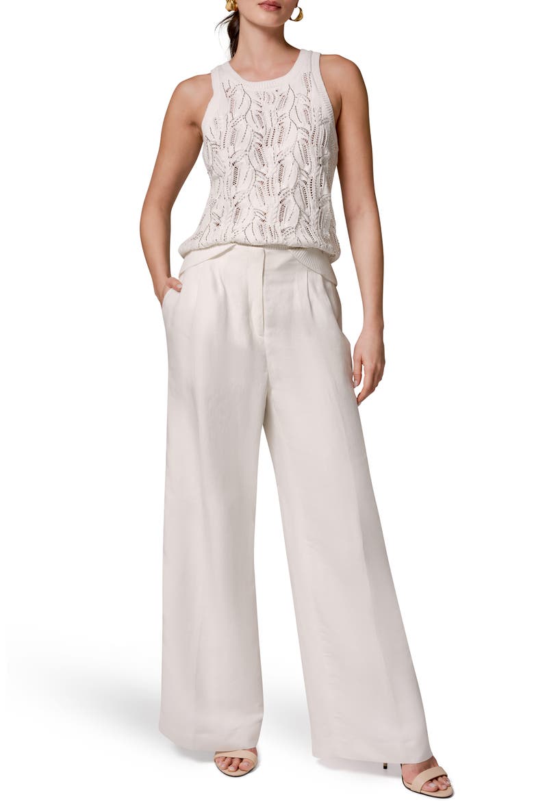 Pleated Wide Leg Pants, Alternate, color, CREAM