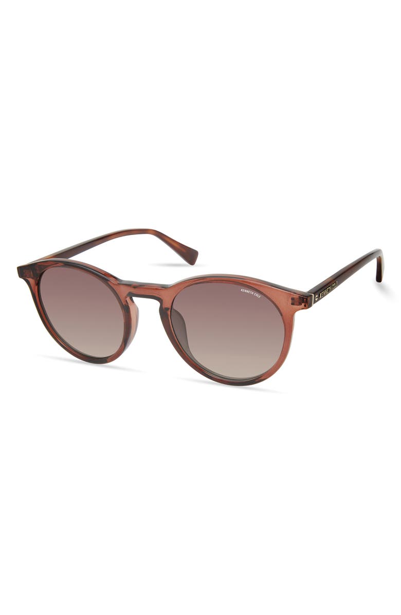 Kenneth Cole 48mm Round Sunglasses, Alternate, color, Shiny Dark Brown / Brown