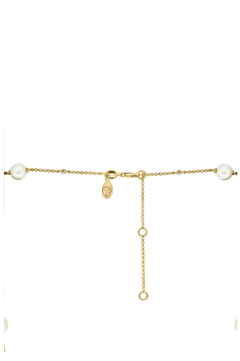 14K Yellow Gold Diamond & Freshwater Pearl Station Necklace, Alternate, color, 14K Gold
