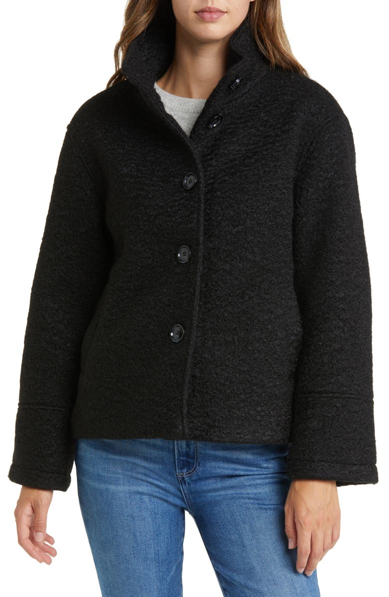 Sam Edelman Stand Collar Pressed Bouclé Jacket, Main, color,