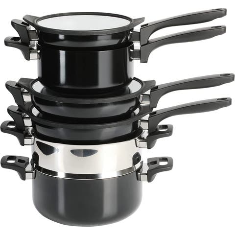 Grayson 9 Piece Nonstick Aluminum Stackable Cookware Set