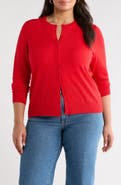 Caslon® Merino Wool Blend Crewneck Cardigan