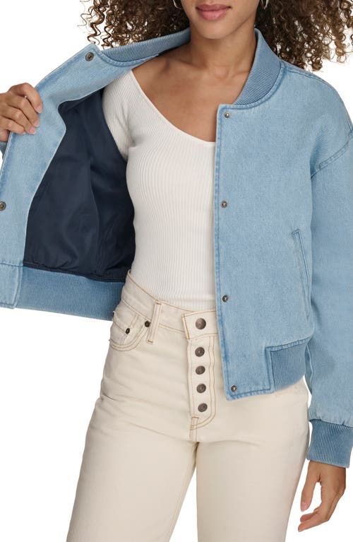 Levi's Women's Ribbed-edge Cropped Denim Bomber Jacket In Light Wash Denim