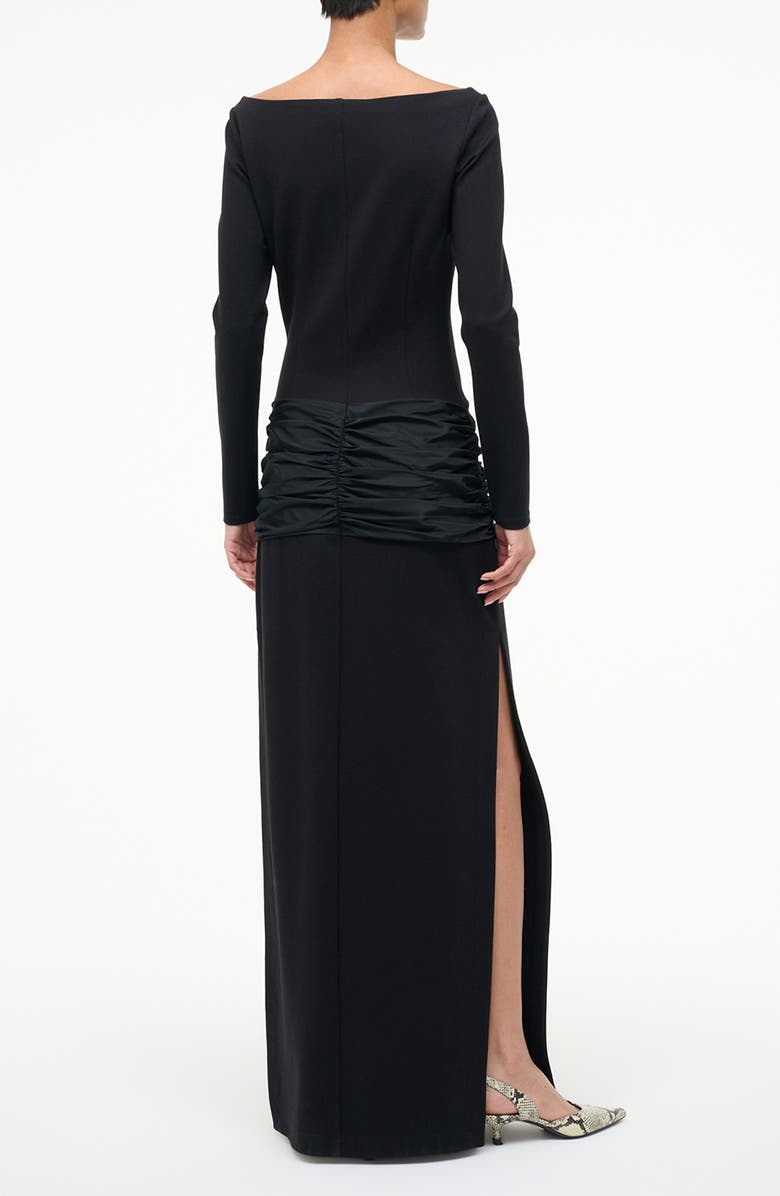 STAUD Holland Mixed Media Long Sleeve Dress, Alternate, color, Black